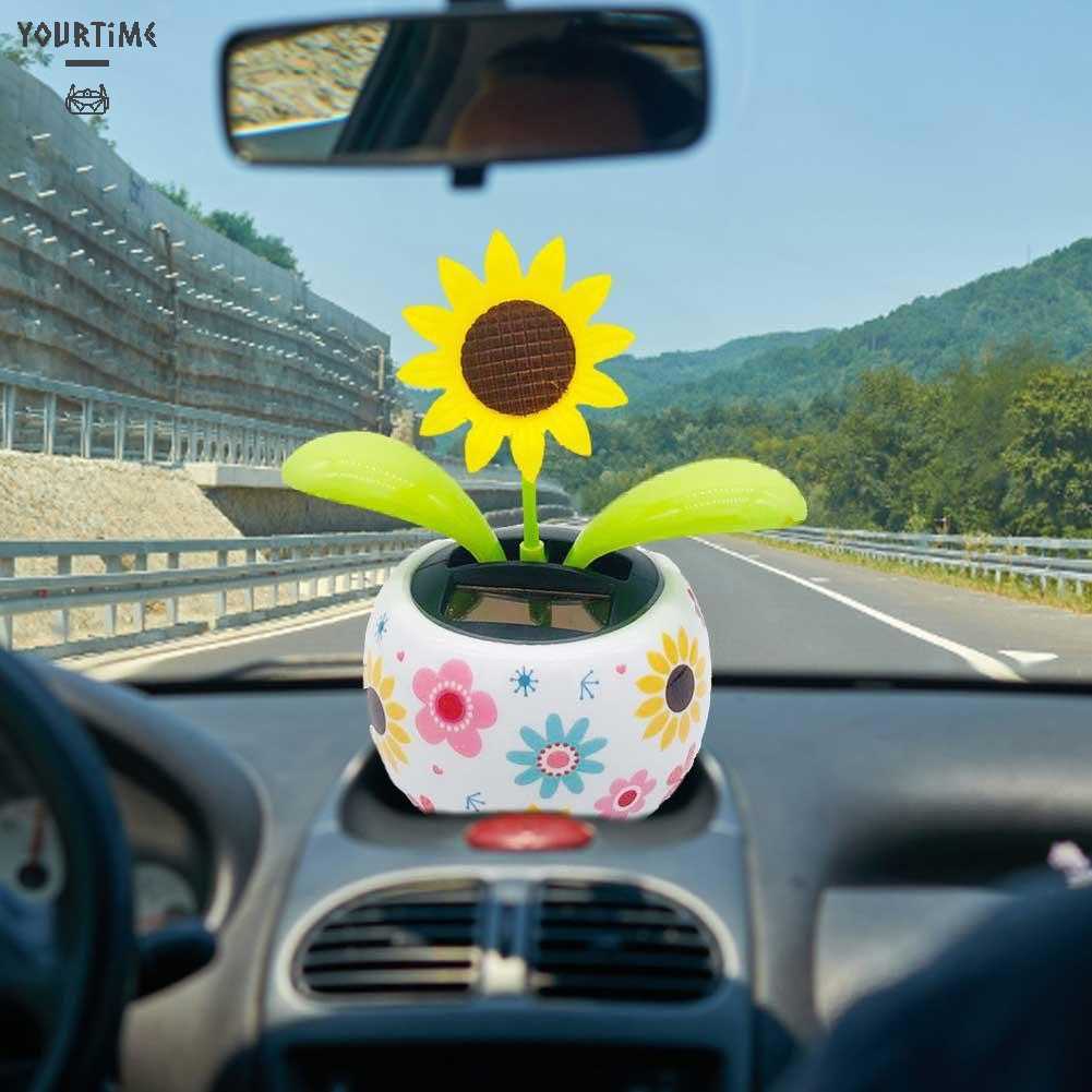 Chậu Hoa Hướng Dương Nắp Lật Trang Trí Xe Hơi Sử Dụng Năng Lượng Mặt Trời