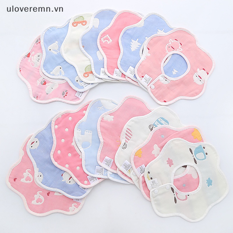 Uloveremn Yếm Ăn Cotton 6 Lớp Xoay 360 Độ Xinh Xắn Tiện Dụng Cho Bé Sơ Sinh