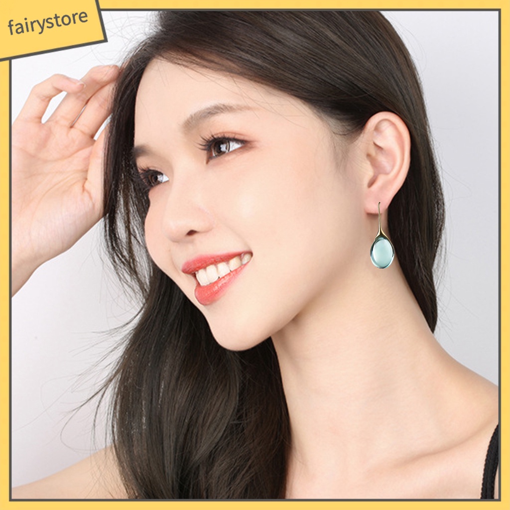 1 Đôi Bông Tai Hình Giọt Nước Đính Pha Lê Giả Trong Suốt Dành Cho Nữ