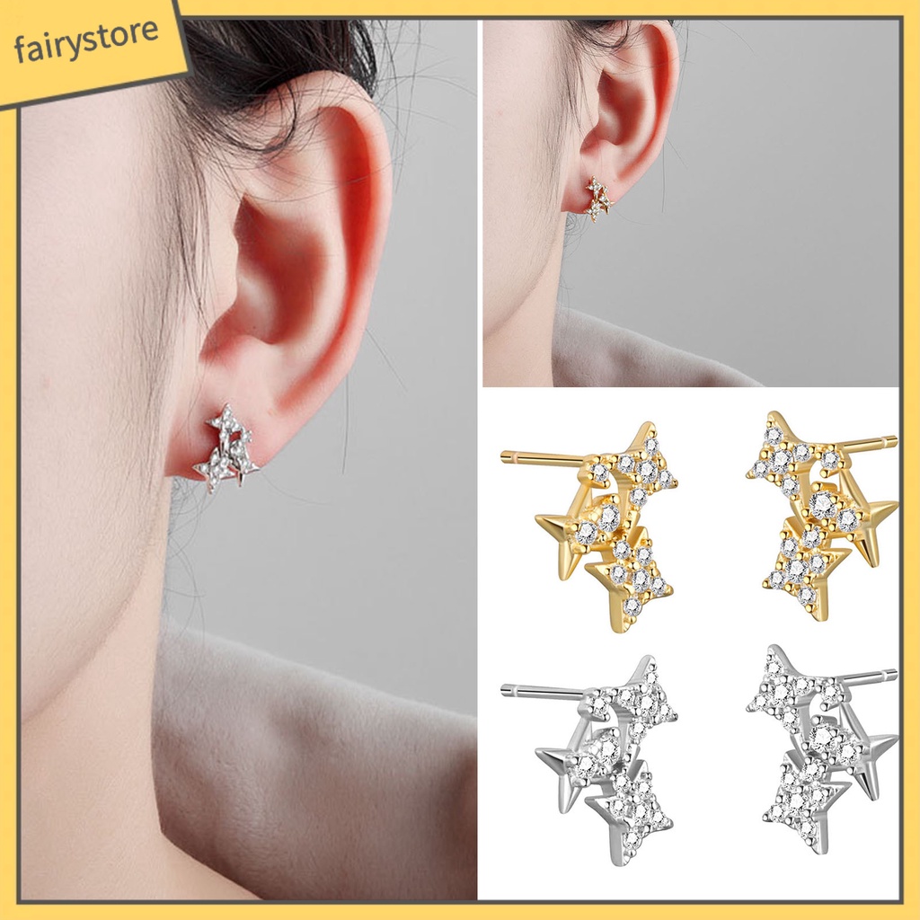 Bông Tai Hình Ngôi Sao Đính Đá Sang Trọng Cho Nữ