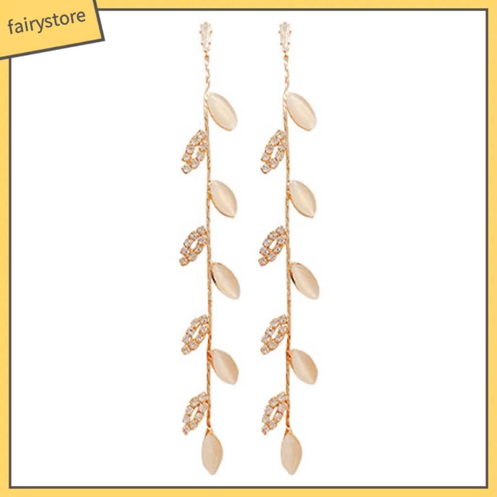 1 Đôi Bông Tai Hình Chiếc Lá Đính Đá Lấp Lánh Dành Cho Nữ