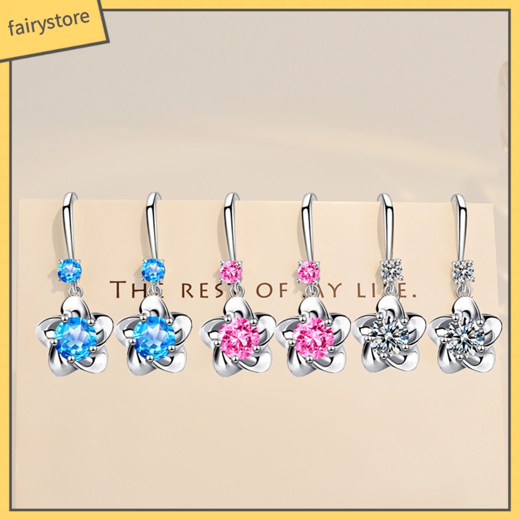 1 Đôi Bông Tai Hình Hoa Đính Đá Lấp Lánh Dành Cho Nữ