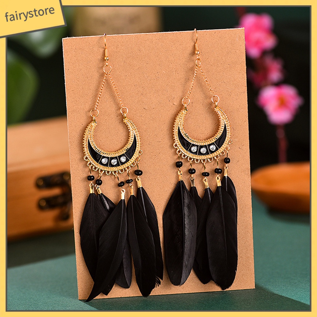 1 Đôi Bông Tai Hình Lông Vũ Phong Cách Bohemia