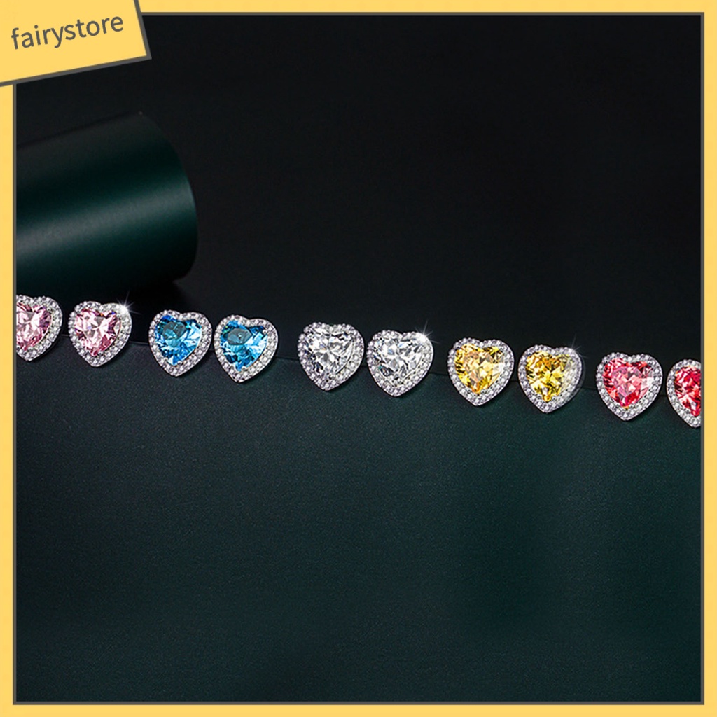 1 Đôi Bông Tai Hợp Kim Hình Trái Tim Lấp Lánh