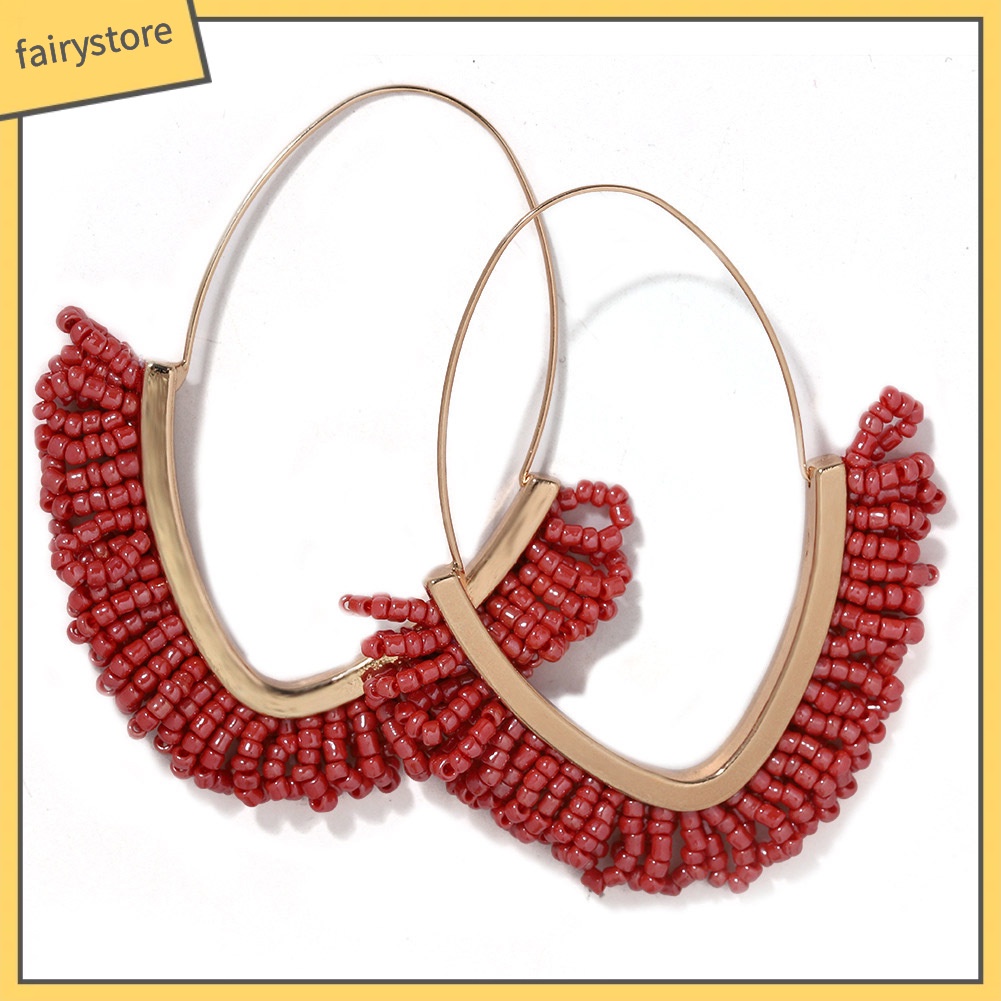 Bông Tai Chuỗi Hạt Tua Rua Phong Cách Bohemian Thời Trang Cho Nữ