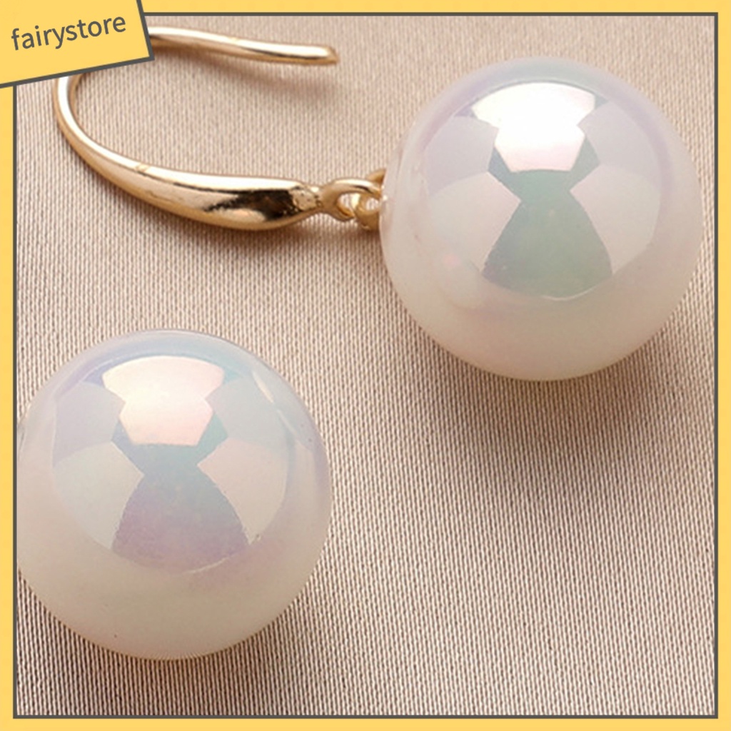 1 Đôi Bông Tai Đính Ngọc Trai Giả Màu Trắng Sáng Bóng Thanh Lịch Dành Cho Nữ