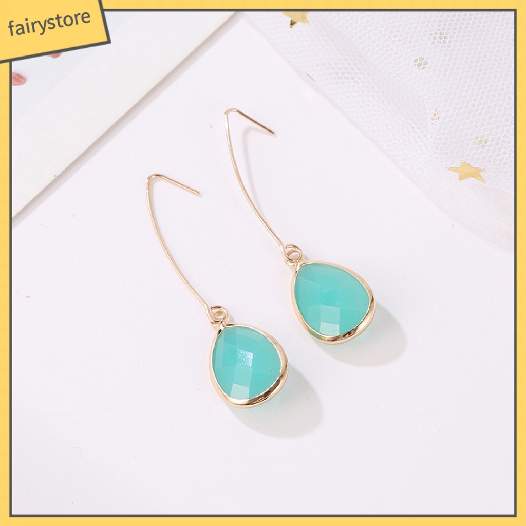 1 Đôi Bông Tai Giọt Nước Đính Đá Thời Trang Dành Cho Nữ