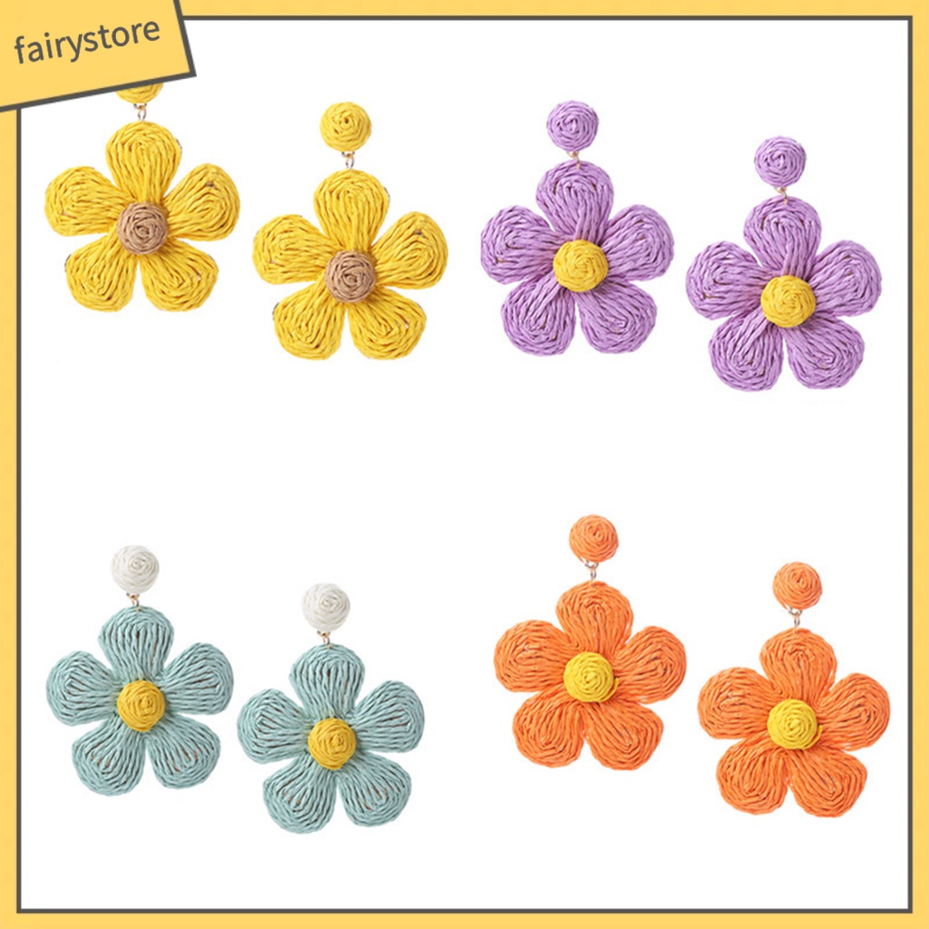 1 Đôi Bông Tai Hình Hoa Màu Sắc Tươi Sáng Phong Cách Kỳ Nghỉ Cho Nữ