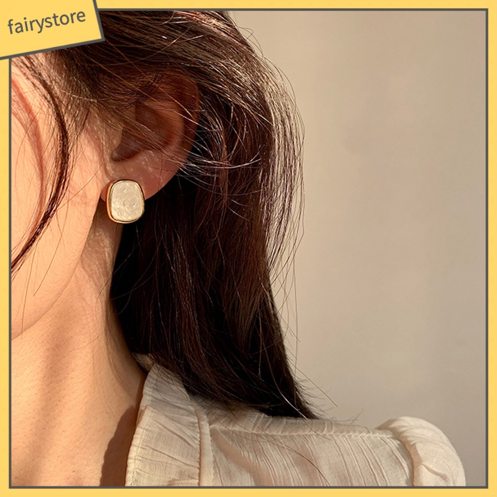 1 Đôi Bông Tai Hình Học Tráng Men Đánh Bóng Thời Trang Dành Cho Nữ