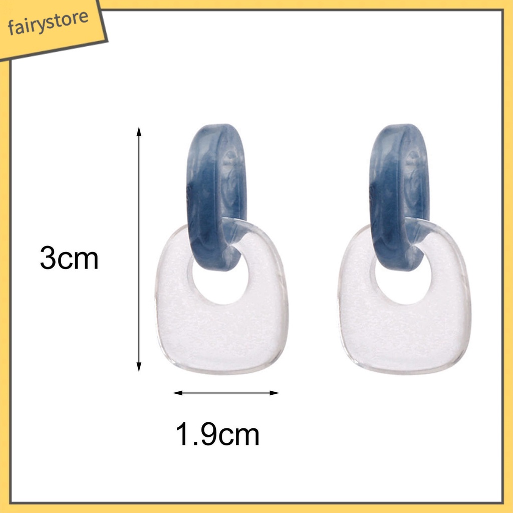 1 Đôi Bông Tai Hình Vuông Acrylic Màu Xanh Dương Tinh Tế