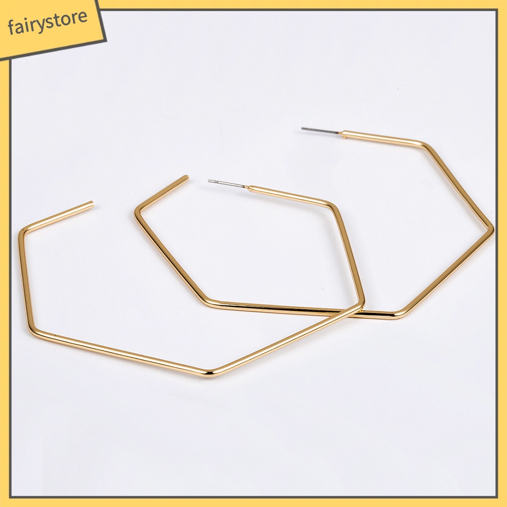 Đôi Khuyên Tai Hình Lục Giác Thời Trang Cho Nữ