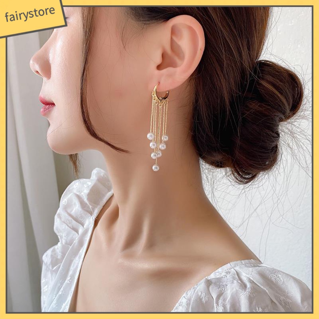 1 Đôi Bông Tai Đính Ngọc Trai Giả Phong Cách Bohemian Dành Cho Nữ