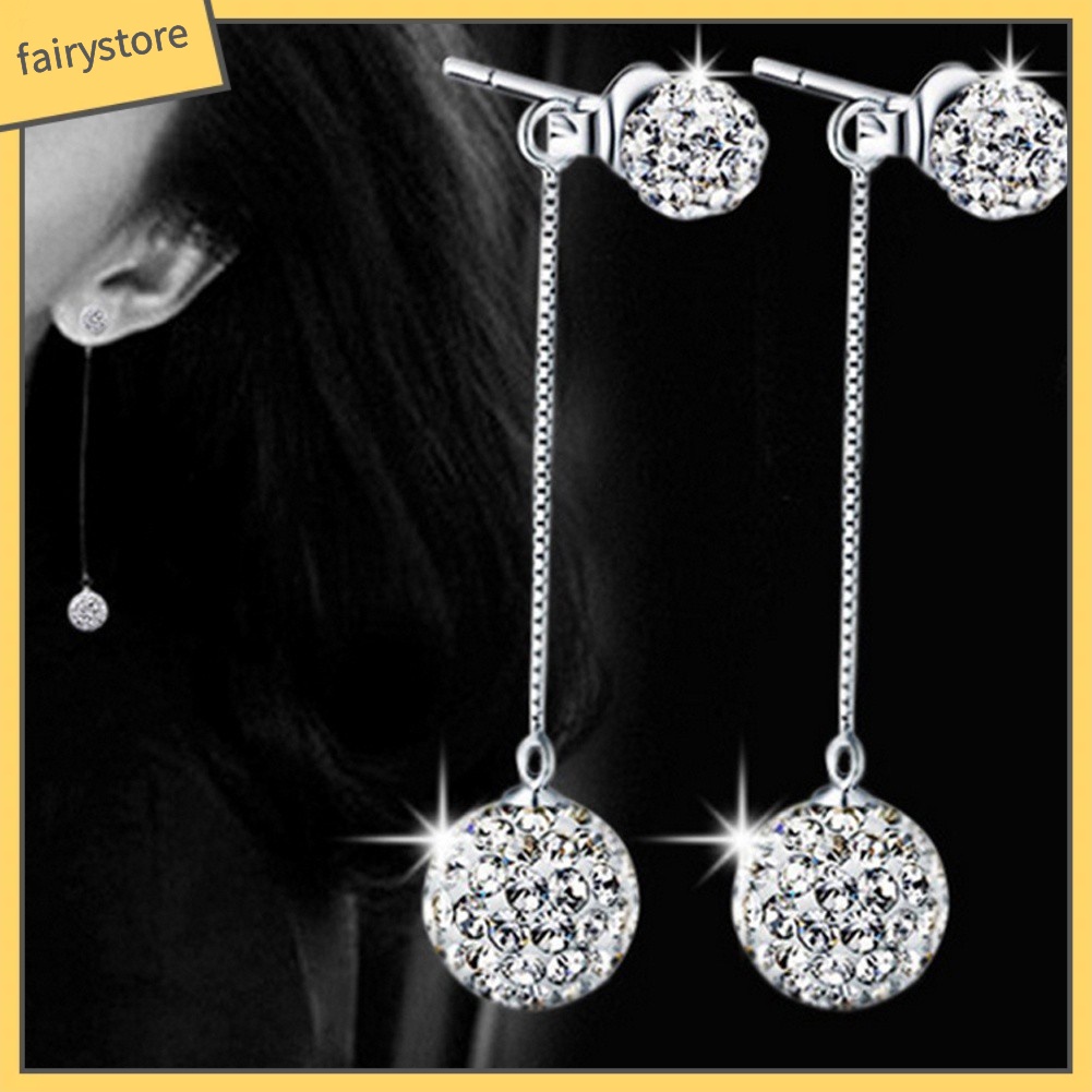 Bông Tai Dáng Dài Đính Đá Phối Tua Rua Sang Trọng Cho Nữ