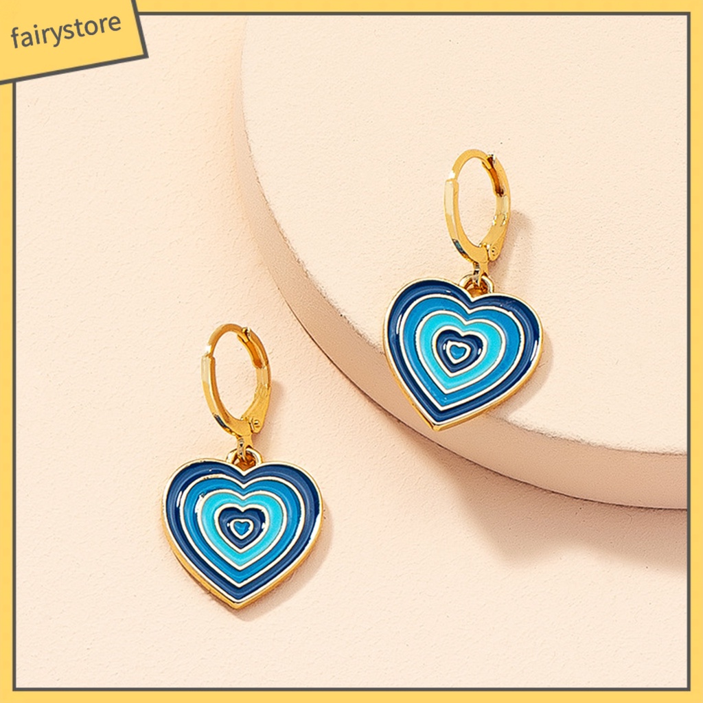 [FRO] 1 Cặp Bông Tai Đinh Tán Nhiều Lớp Hình Trái Tim Tinh Tế Phù Hợp Với Mọi Loại Trang Sức