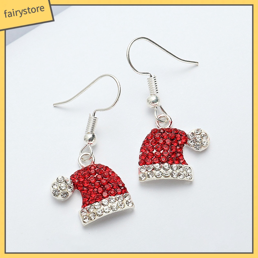 1 Đôi Bông Tai Hình Tuần Lộc Giáng Sinh Đính Đá Thời Trang Dành Cho Nữ
