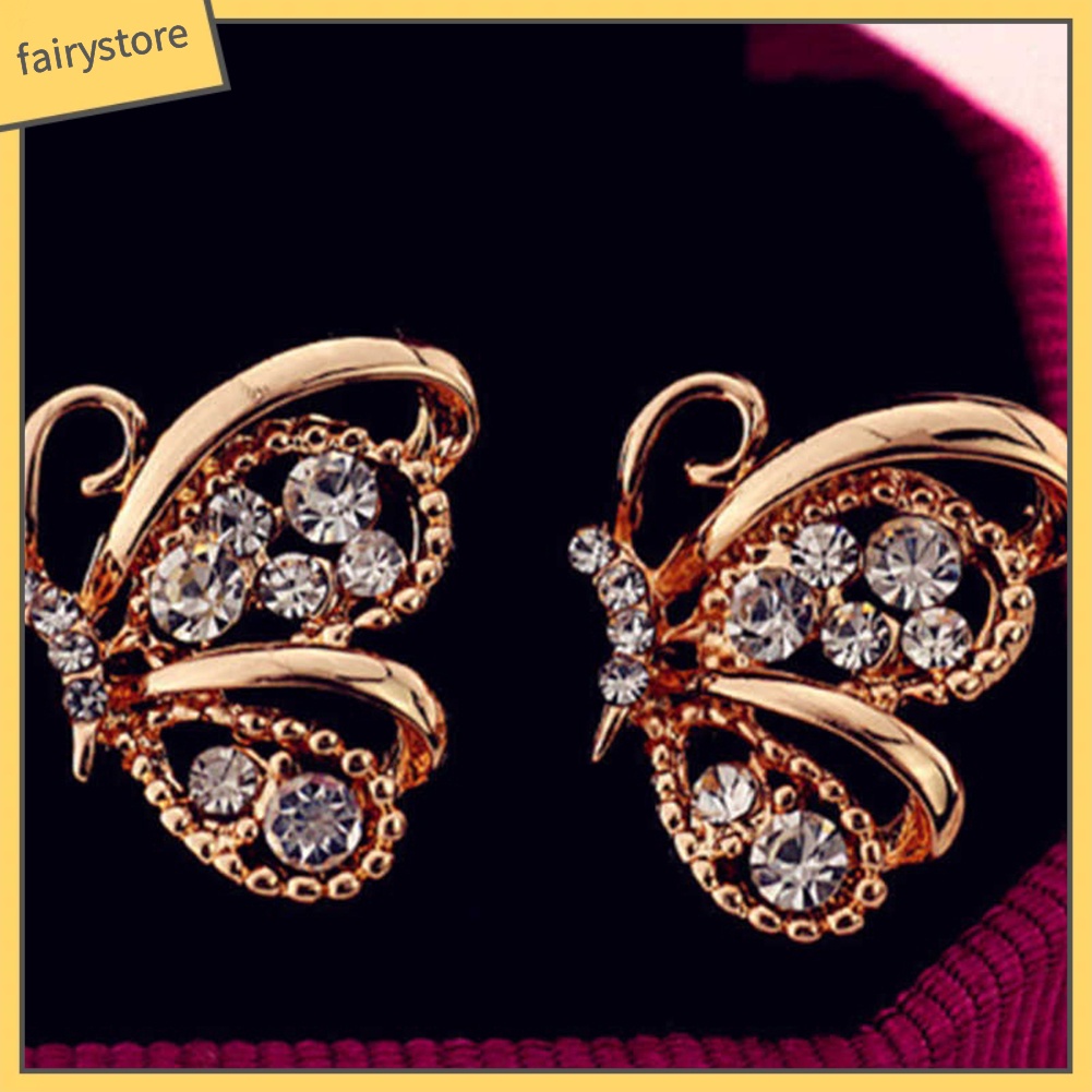 Bông Tai Hình Bướm Đính Đá Thời Trang Dành Cho Nữ