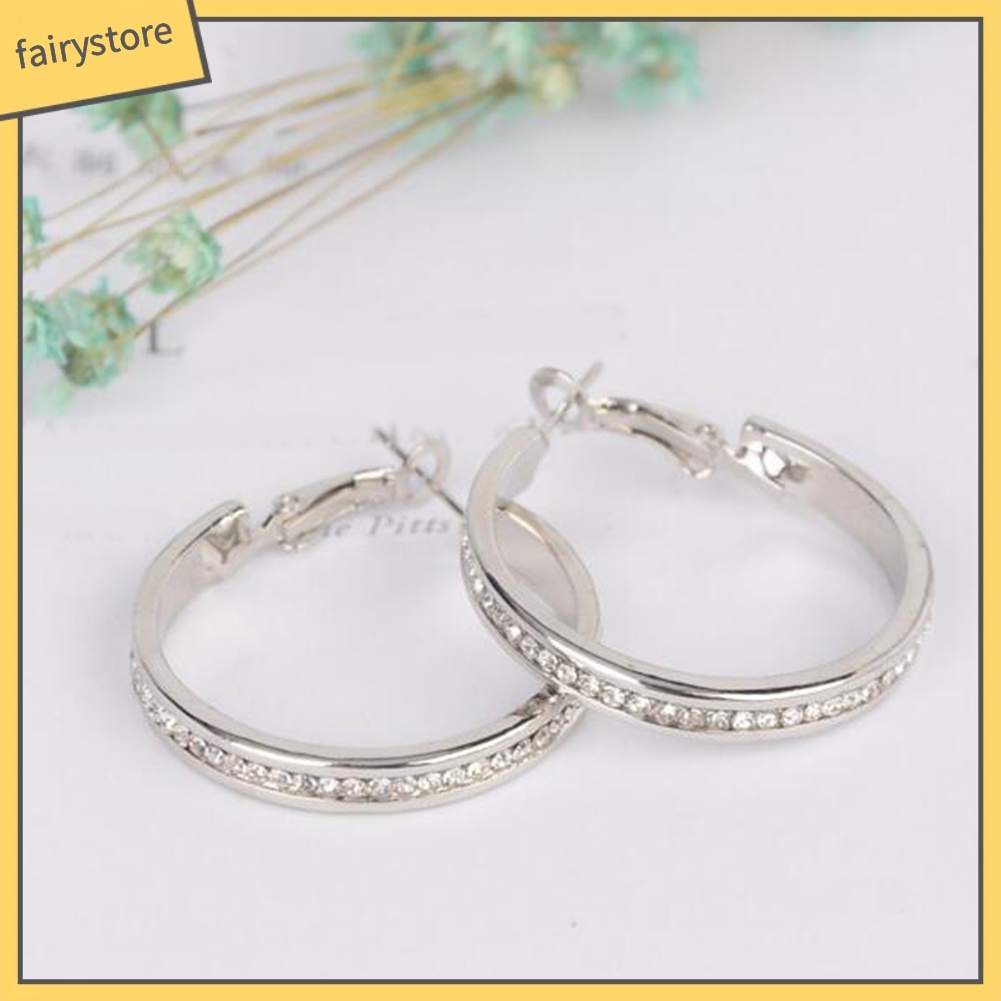 Bông Tai Dạng Vòng Tròn Lớn Đính Đá Thời Trang Dành Cho Nữ