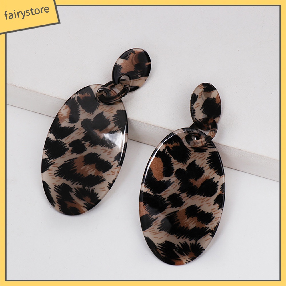 Bông Tai Hình Học Họa Tiết Da Báo Thời Trang Dự Tiệc