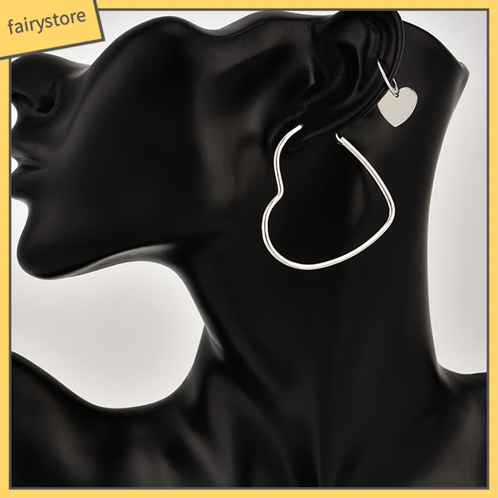 1 Đôi Bông Tai Hình Trái Tim Thời Trang Dành Cho Nữ