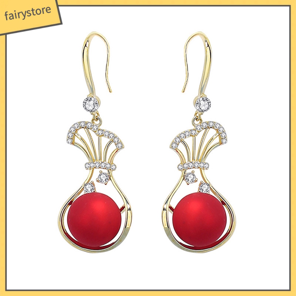 1 Đôi Bông Tai Lủng Lẳng Đính Đá Lấp Lánh Thời Trang Cho Nữ