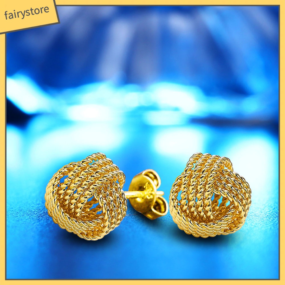 Khuyên Tai Quả Bóng Tròn Thắt Nút Thời Trang Cho Nữ