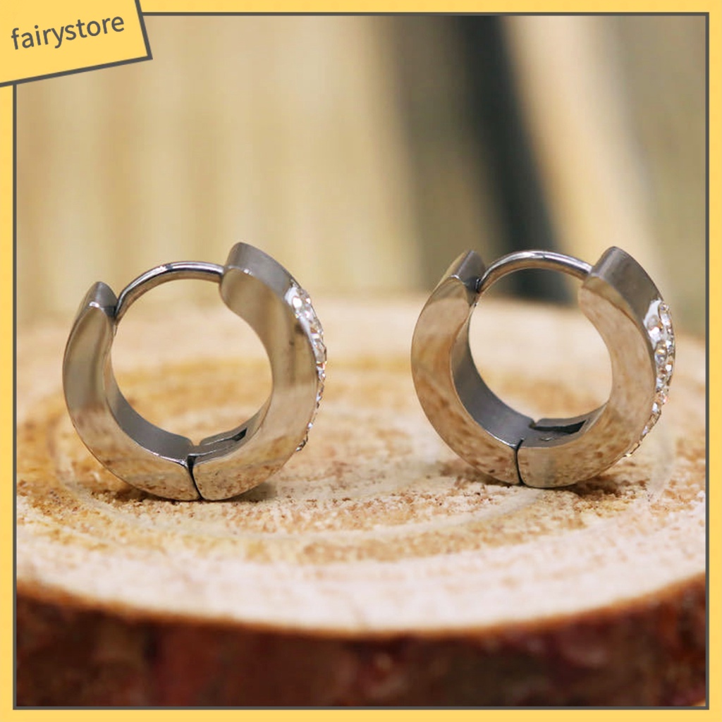 1 Đôi Khuyên Tai Tròn Nhỏ Bằng Thép Titan Phong Cách Punk Dành Cho Tiệc Tùng