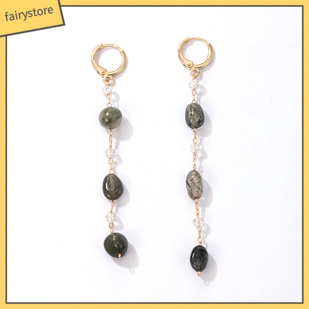 [FRO] 1 Đôi Bông Tai Lủng Lẳng Đính Đá Lấp Lánh Quyến Rũ Hiện Đại