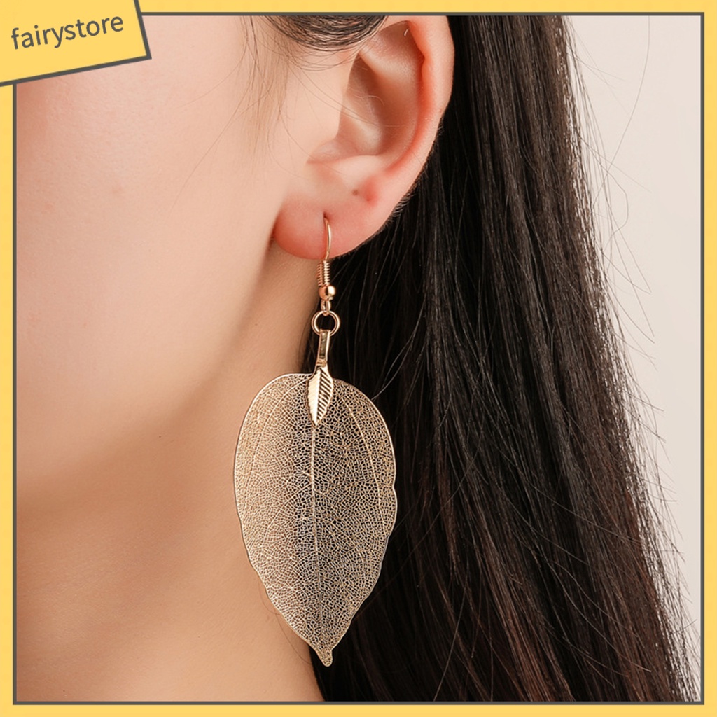 1 Đôi Bông Tai Hình Chiếc Lá Bằng Thép Không Gỉ Dành Cho Nữ