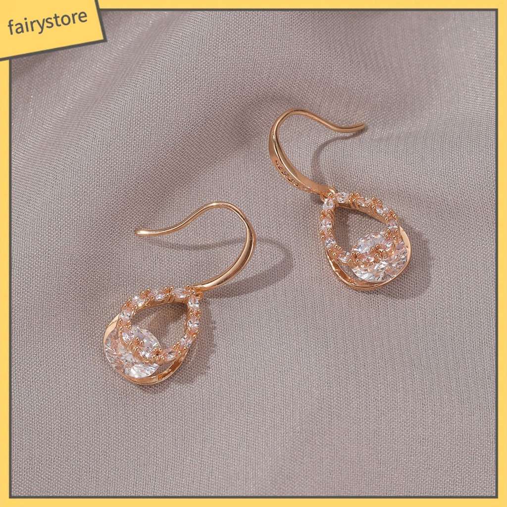 1 Đôi Bông Tai Hình Giọt Nước Đính Đá Lấp Lánh Dành Cho Nữ