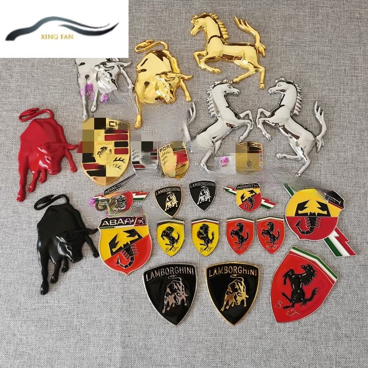 Miếng Dán Kim Loại Trang Trí Xe Hơi Ferrari Lamborghini Độc Đáo