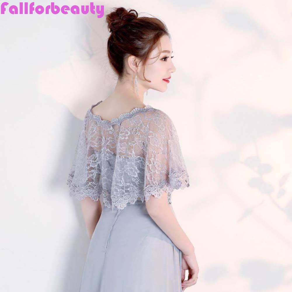 Fallforbeauty Đầm Phù Dâu Dáng Xòe Họa Tiết Hoa Rỗng Thanh Lịch Dễ Phối Đồ Ngọt Ngào