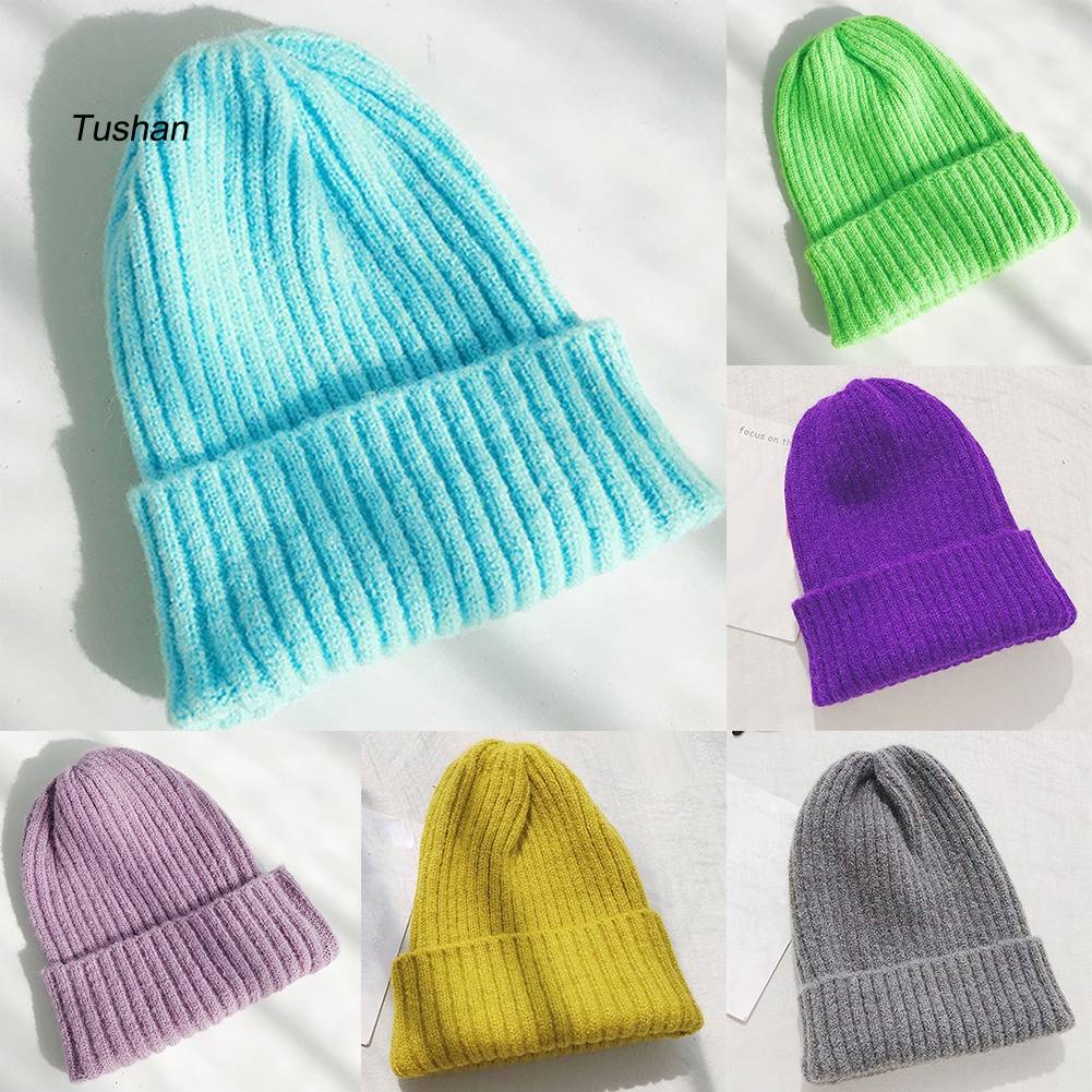 Mũ Len Beanie Màu Trơn Giữ Ấm Thời Trang Cho Nữ