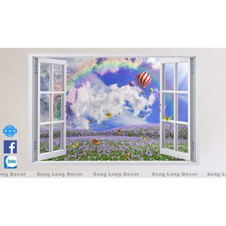 Tranh Dán Tường của sổ theo yêu cầu ngang 200cm cao 1m5
