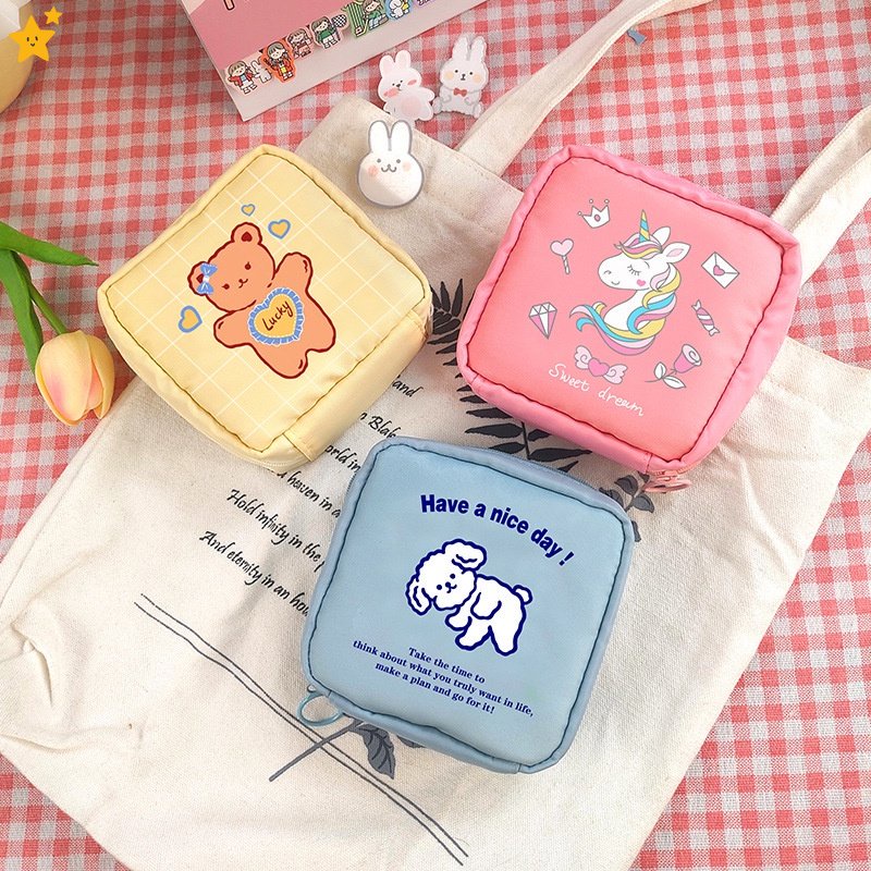 Túi Đựng Tiền Xu Băng Vệ Sinh Dây Cáp Dữ Liệu Mini Dễ Thương Cho Nữ