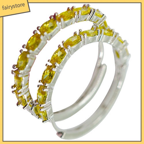 Bông Tai Hình Oval Đính Đá Zircon Sang Trọng Dành Cho Nữ