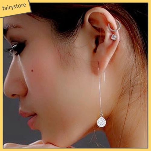 Bông Tai Mạ Bạc Dáng Dài Đính Đá Thời Trang Cho Nữ