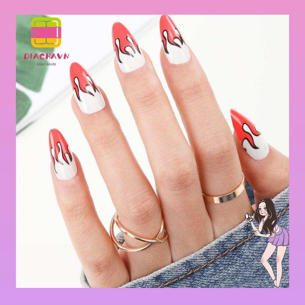 Set 24 Móng Tay Giả DIY Che Phủ Toàn Diện Có Thể Tháo Rời