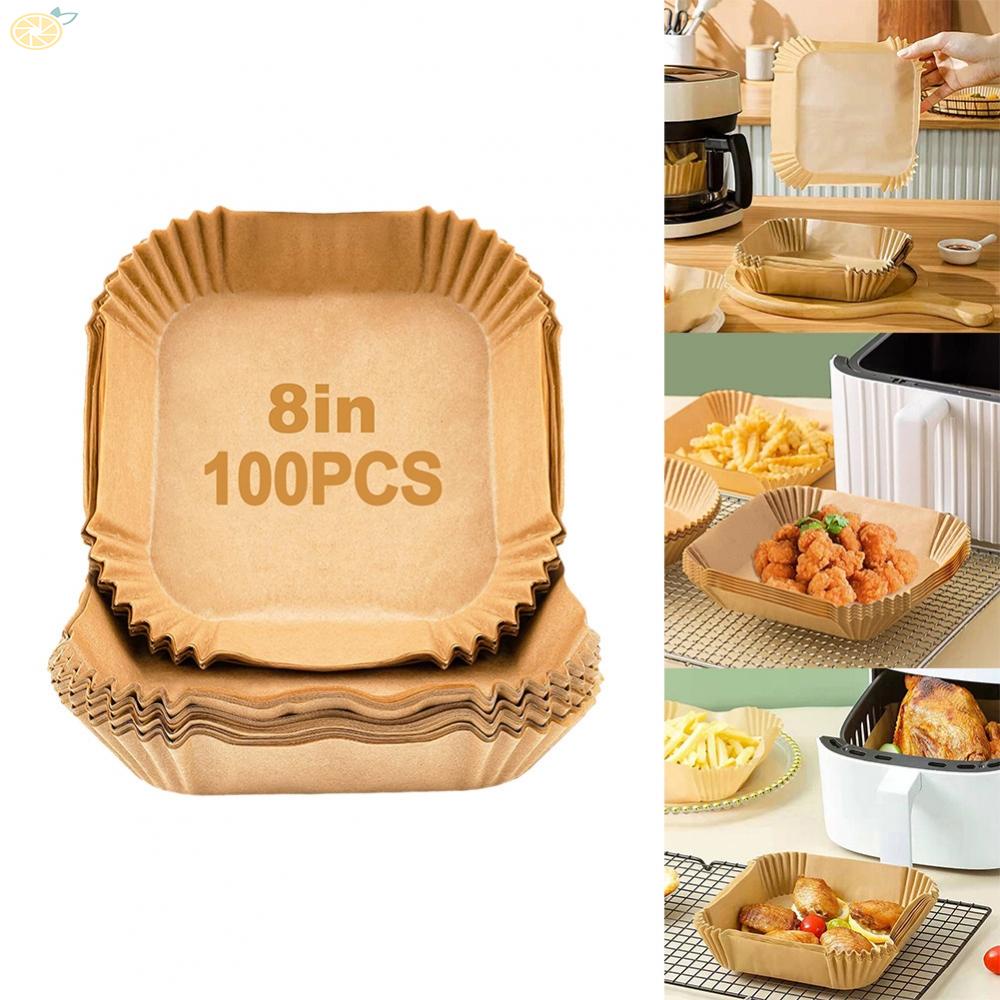 【VARSTR】100PCS Air Fryer Parchment Paper Liner Non Stick Square &amp; Round Parchment Steamer Mats for Healthy Meals