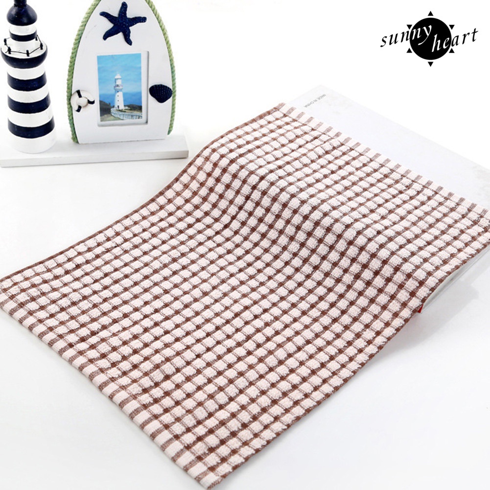 Khăn Lau Chén Dĩa Vải Cotton Mềm Mại Thấm Hút Tốt In Họa Tiết Caro Xinh Xắn