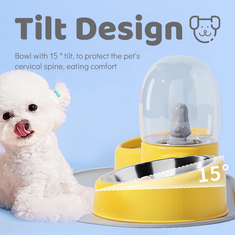 HamshMoc Bộ Bát Đựng Thức Ăn Nước Uống Tự Động 2 Trong 1 Có Thể Tháo Rời Cho Thú Cưng