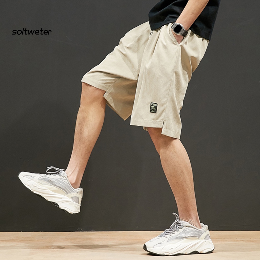 Quần Short Baggy Cột Dây Dáng Rộng Màu Trơn Có Túi Màu Sắc Thời Trang Mùa Hè Cho Nam