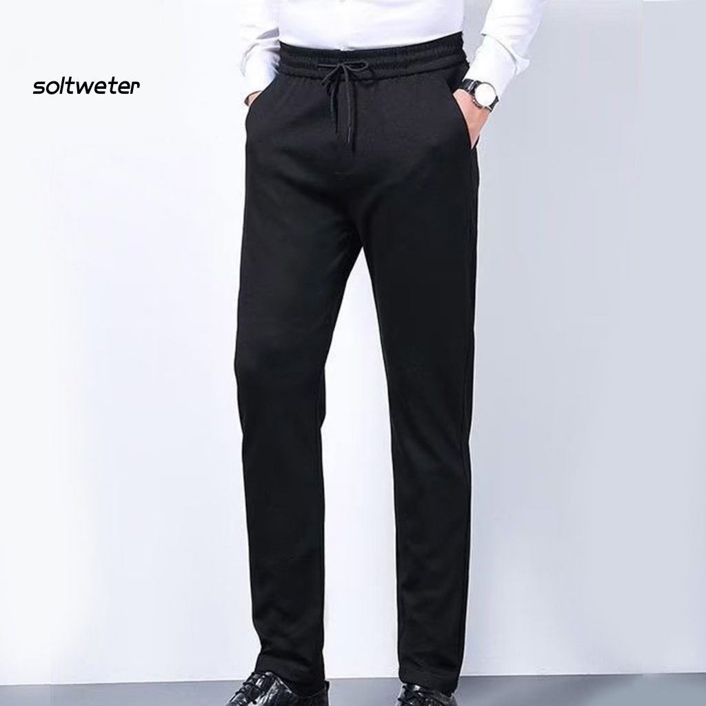 Quần Dài Dáng Rộng Màu Trơn Có Túi Dây Rút Bằng Vải Lông Họa Tiết Thêu Thời Trang Đường Phố Thu Đông Cho Nam