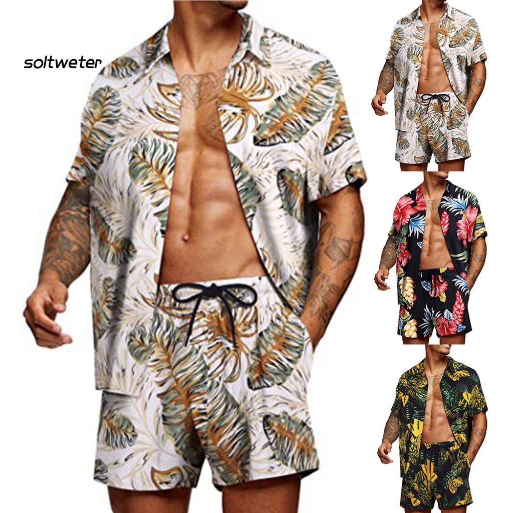 Bộ Đồ 2 Món Áo Sơ Mi Cổ Bẻ In Họa Tiết Hoa Nhiều Màu Sắc Cá Tính Cho Nam