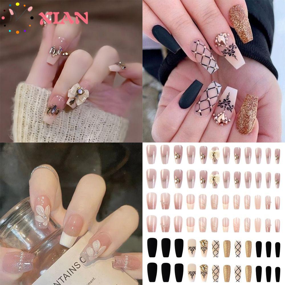 Bộ Móng Tay Giả XIANTIN Đầu Vuông Dạng Nhấn Có Thể Tháo Rời DIY