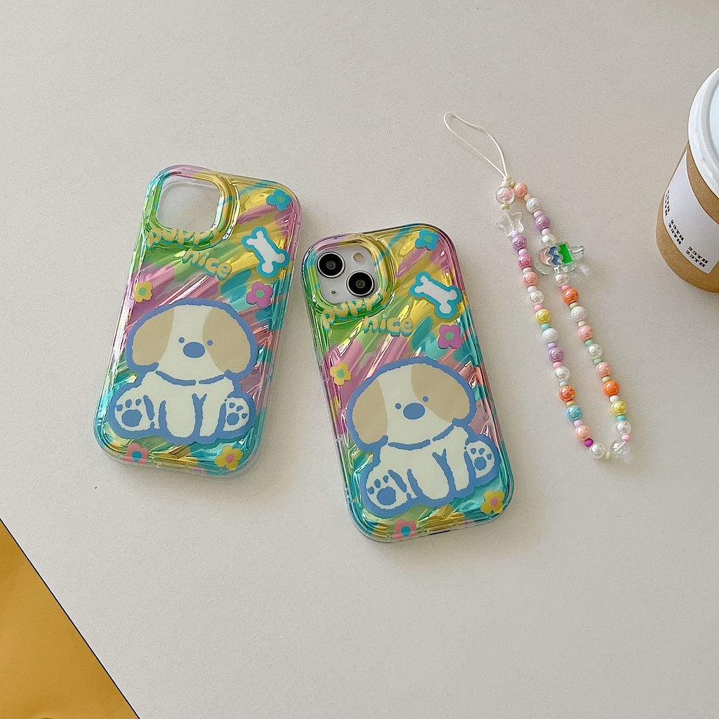Ốp Điện Thoại TPU Dẻo Màu Laser Họa Tiết Hoạt Hình Chú Chó Dễ Thương Chống Sốc Cho iPhone 11 13 12 14 Pro Max