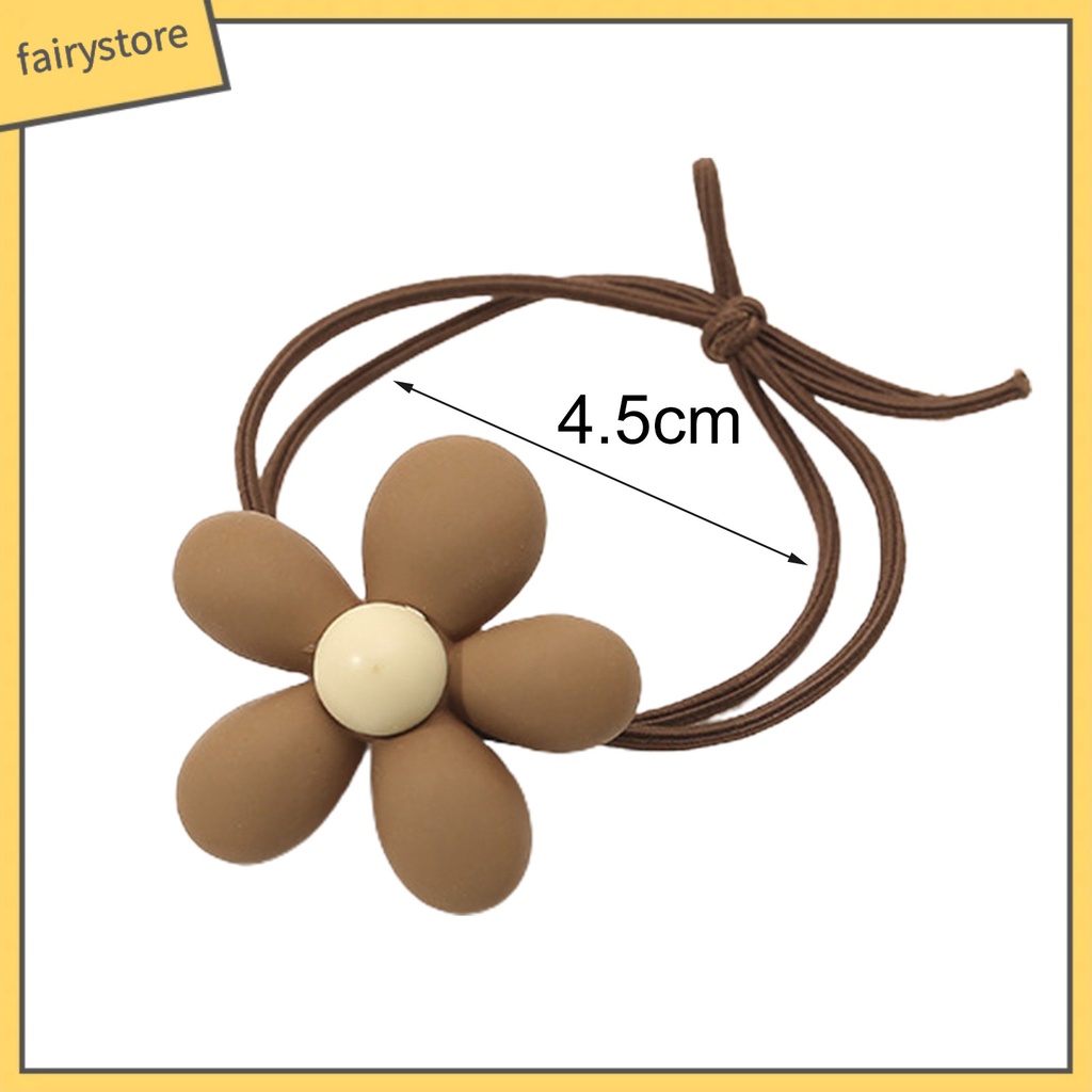 Dây Cột Tóc Co Giãn Mặt Nhám Đính Hoa Hoạt Hình Dễ Thương