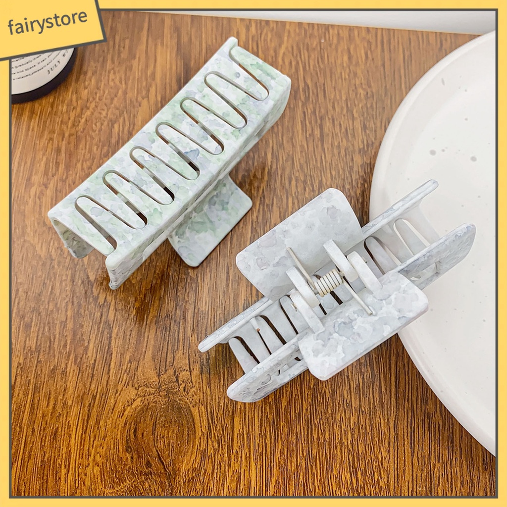 Kẹp Tóc Càng Cua Tạo Kiểu Tóc Có Răng Chống Gãy In Họa Tiết Phong Cách Vintage Thanh Lịch Dành Cho Nữ