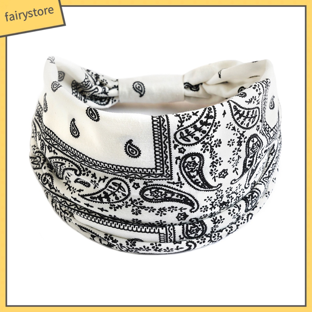Băng Đô Bandana Bản Rộng Co Giãn Thấm Hút Mồ Hôi In Họa Tiết Phong Cách Bohemian Thời Trang Cho Nữ