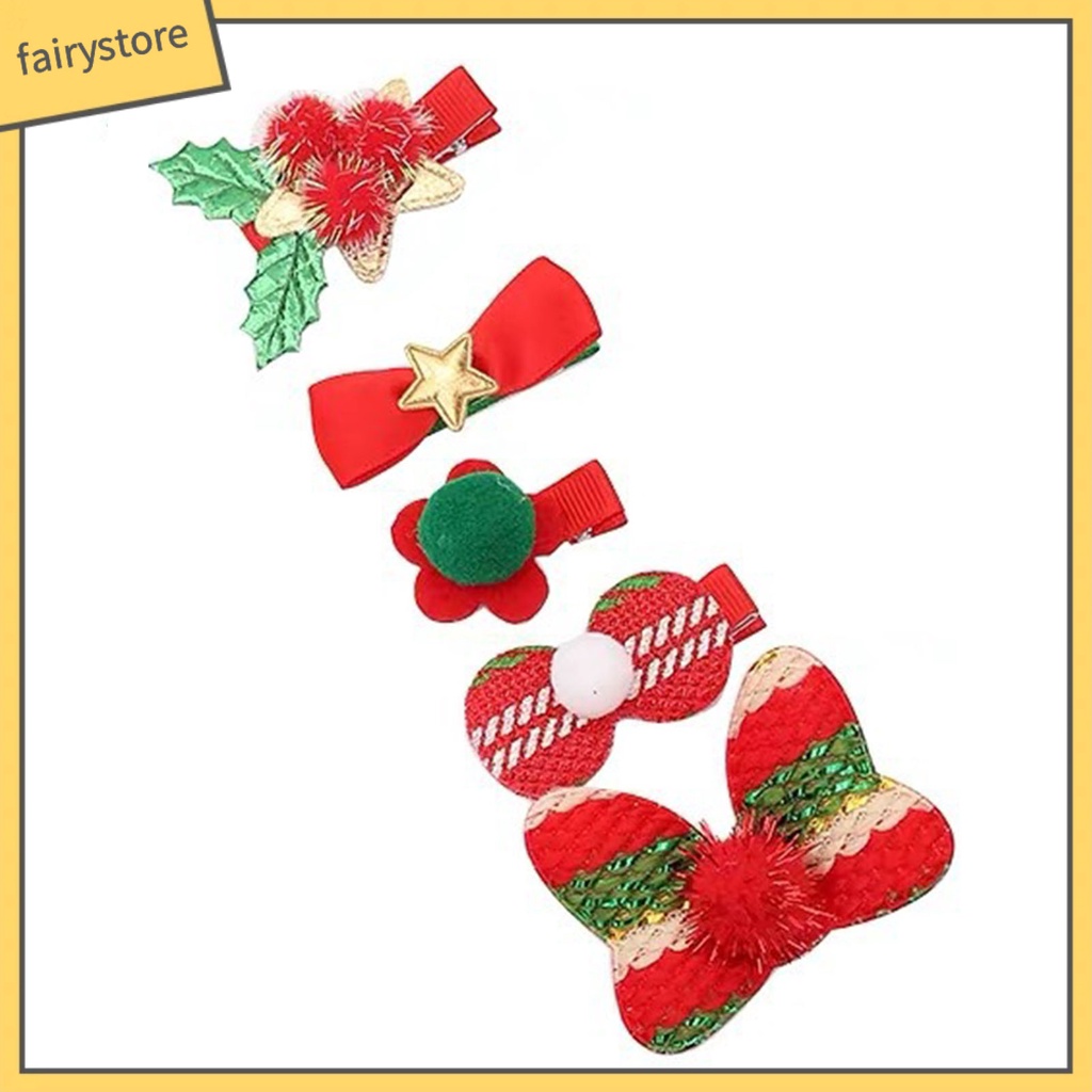 Set 5 Kẹp Tóc Hình Người Tuyết Nhiều Kiểu Dáng Chống Trượt Chống Rơi Trang Trí Tóc Cho Nữ