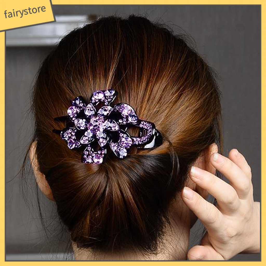 Kẹp Tóc Hình Hoa Đính Đá Bằng Acrylic Chống Trượt Dành Cho Nữ